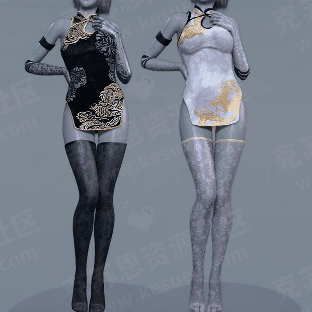 服饰VAMYJ.Cute_Dragon_Qipao-VAM®克苏恩资源社区